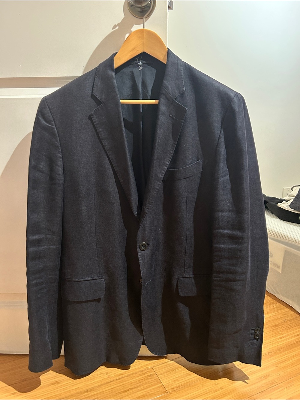 Massimo Dutti Black extra fine linen 3-roll-2 Blazer